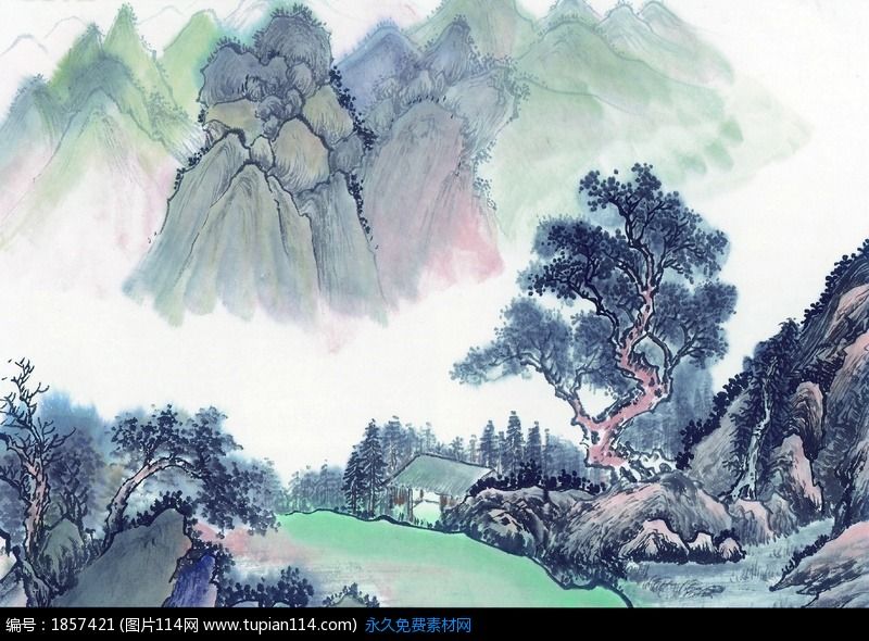 唯美水墨山林风景画图片