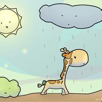 长颈鹿淋雨
